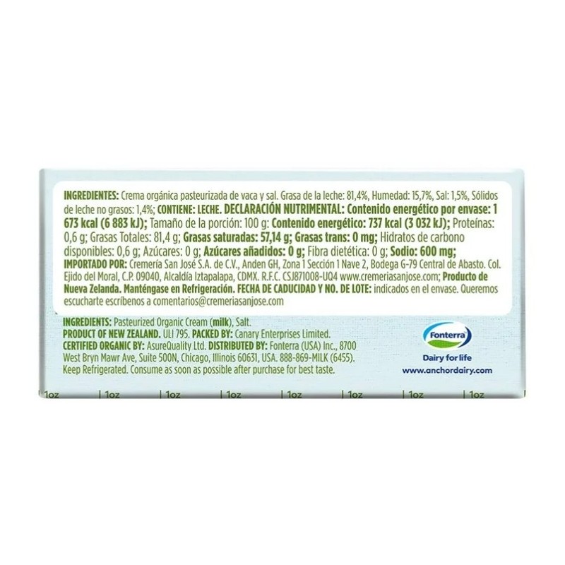 Mantequilla orgánica con sal 227 g