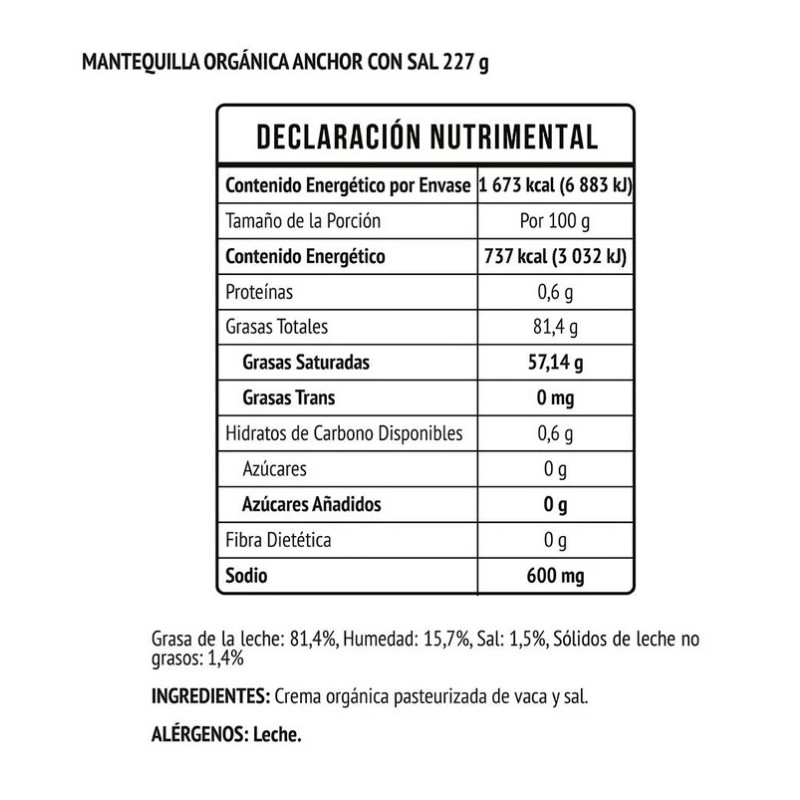 Mantequilla orgánica con sal 227 g